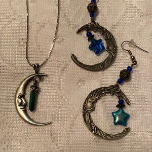 Moon necklace & earrings bundle.